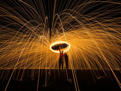 Dynamic light trails representing energy and motion