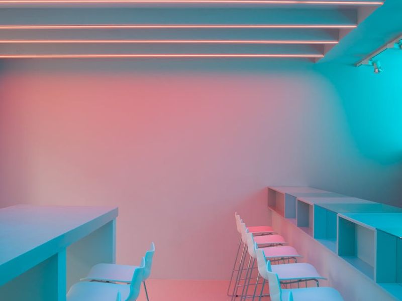 Minimalist training space with soft neon lighting